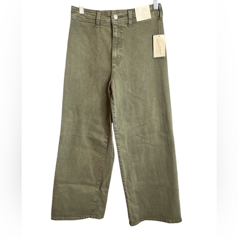 Olive Green Wide-Leg Women's Pants